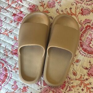Beige Slide Sandals